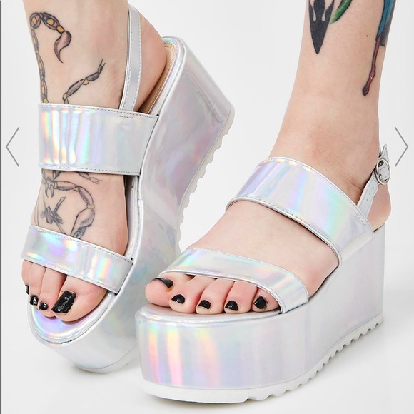 holographic platform sandals